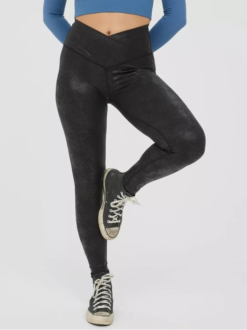 OFFLINE Aerie Hugger Crossover High Waist Crackle Leggings‎ M